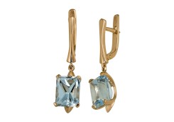 Золотые cерьги висячие с топазом