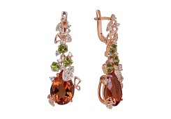 Золотые cерьги висячие с ситаллом