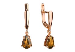 Золотые cерьги висячие с ситаллом