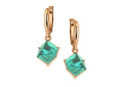 Золотые cерьги висячие с аквамарином