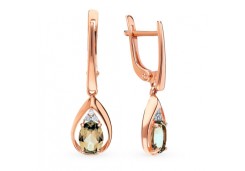 Золотые cерьги висячие с султанитом