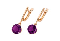 Золотые cерьги висячие с аметистом