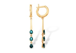 Золотые cерьги висячие с лондон топазом