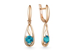 Золотые cерьги висячие с лондон топазом