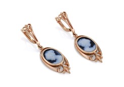 Золотые cерьги висячие с агатом