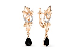 Золотые cерьги висячие с агатом