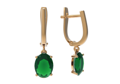 Золотые cерьги висячие с агатом зеленым