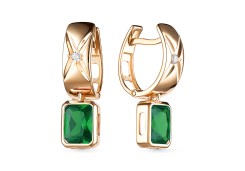 Золотые cерьги висячие с хризопразом