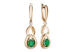 Золотые cерьги висячие с хризопразом