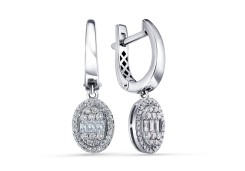 Серьги висячие из белого золота с бриллиантом