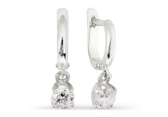 Серьги висячие из белого золота с фианитом