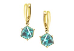 Серьги висячие из желтого золота с кварцем