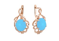 Золотые cерьги классические с бирюзой