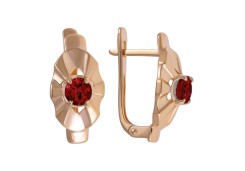 Золотые cерьги классические с гранатом