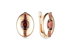 Золотые cерьги классические с гранатом