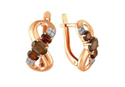 Золотые cерьги классические с гранатом