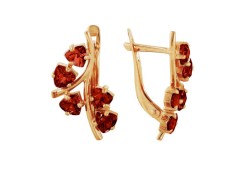 Золотые cерьги классические с гранатом