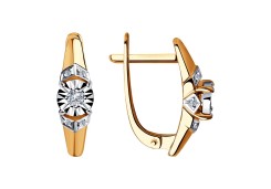 Золотые cерьги классические с бриллиантом