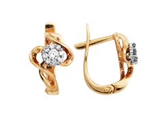 Золотые cерьги классические с бриллиантом