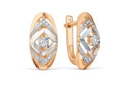 Золотые cерьги классические с бриллиантом