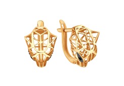 Золотые cерьги классические с бриллиантом