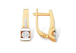 Золотые cерьги классические с бриллиантом