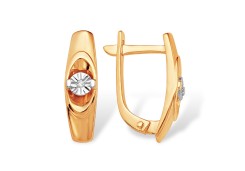 Золотые cерьги классические с бриллиантом