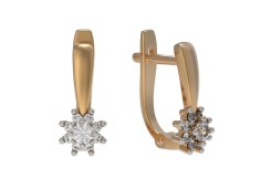 Золотые cерьги классические с бриллиантом