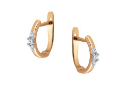 Золотые cерьги классические с бриллиантом