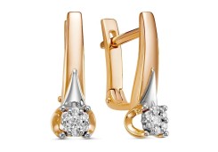 Золотые cерьги классические с бриллиантом