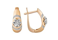 Золотые cерьги классические с бриллиантом