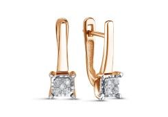 Золотые cерьги классические с бриллиантом