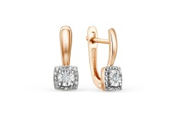 Золотые cерьги классические с бриллиантом