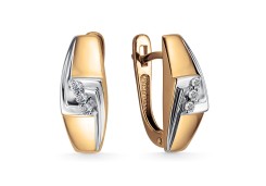 Золотые cерьги классические с бриллиантом