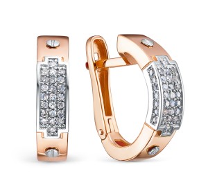 Золотые cерьги классические с бриллиантом