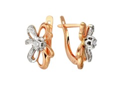 Золотые cерьги классические с бриллиантом