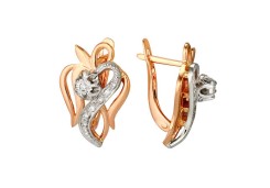 Золотые cерьги классические с бриллиантом