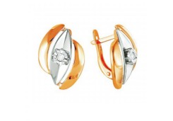 Золотые cерьги классические с бриллиантом