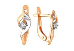 Золотые cерьги классические с бриллиантом