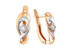 Золотые cерьги классические с бриллиантом