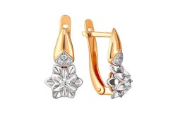 Золотые cерьги классические с бриллиантом