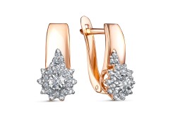 Золотые cерьги классические с бриллиантом