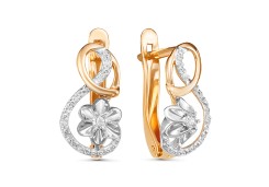 Золотые cерьги классические с бриллиантом