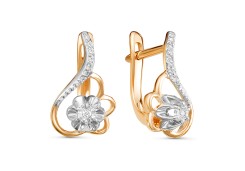 Золотые cерьги классические с бриллиантом