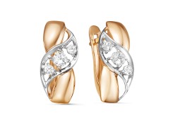 Золотые cерьги классические с бриллиантом