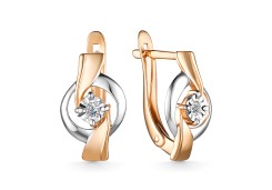 Золотые cерьги классические с бриллиантом