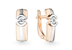 Золотые cерьги классические с бриллиантом