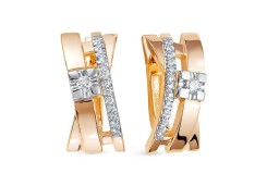 Золотые cерьги классические с бриллиантом