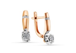 Золотые cерьги классические с бриллиантом