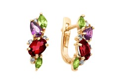 Золотые cерьги классические с полудрагоценными камнями